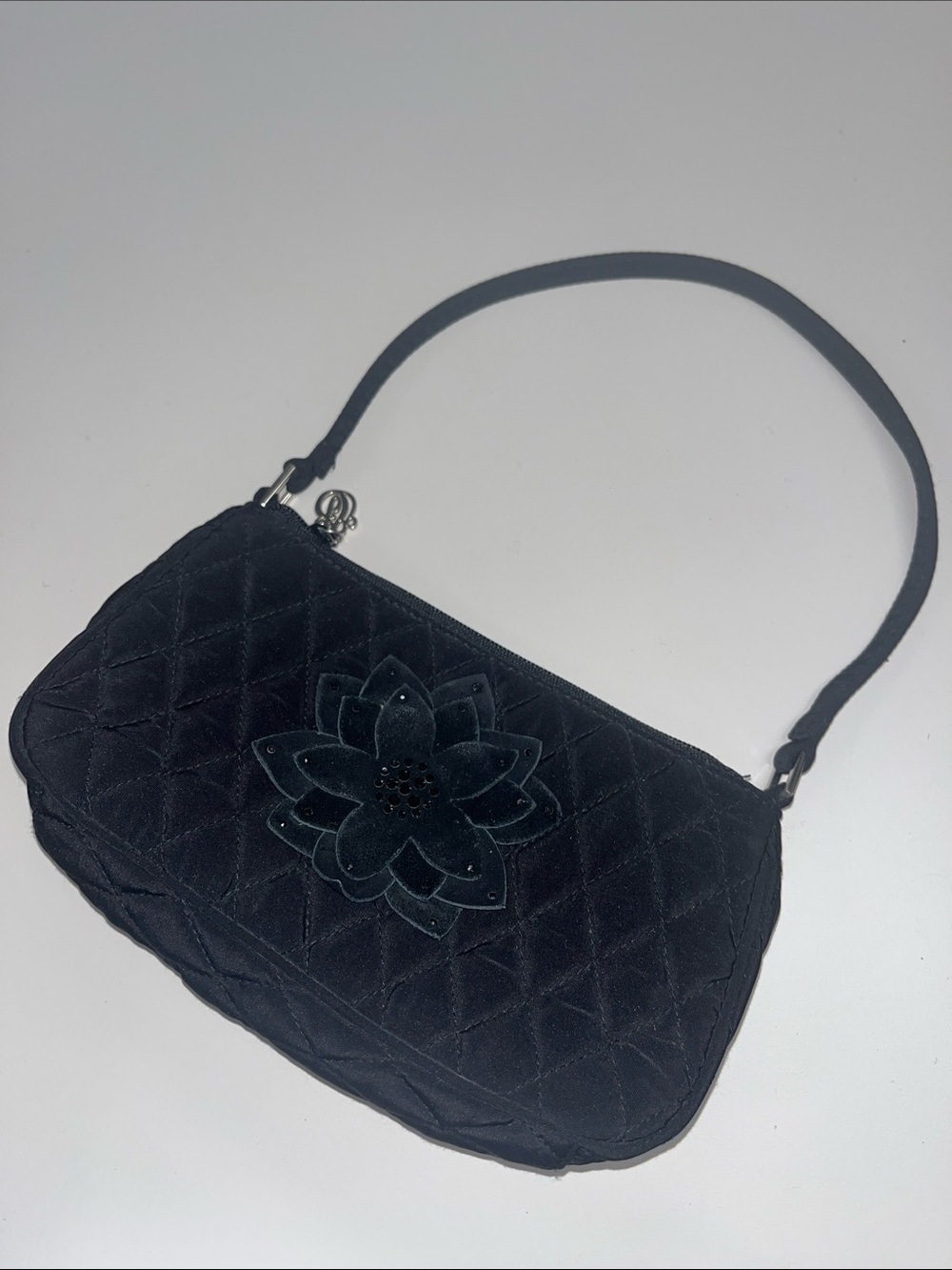 Vera Bradley Quilted Floral Applique Mini Shoulder Bag - Black